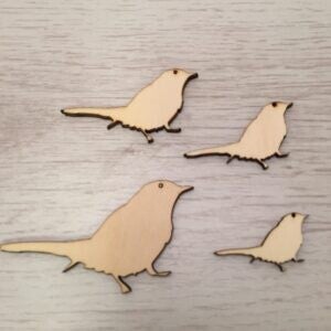 Setje vogels 5,6,7 en 8 cm hout