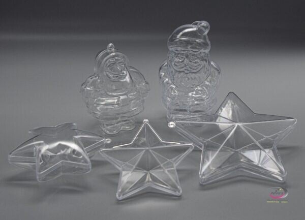 Kerst combinatie set van 5 verschillende vormen transparant kunststof