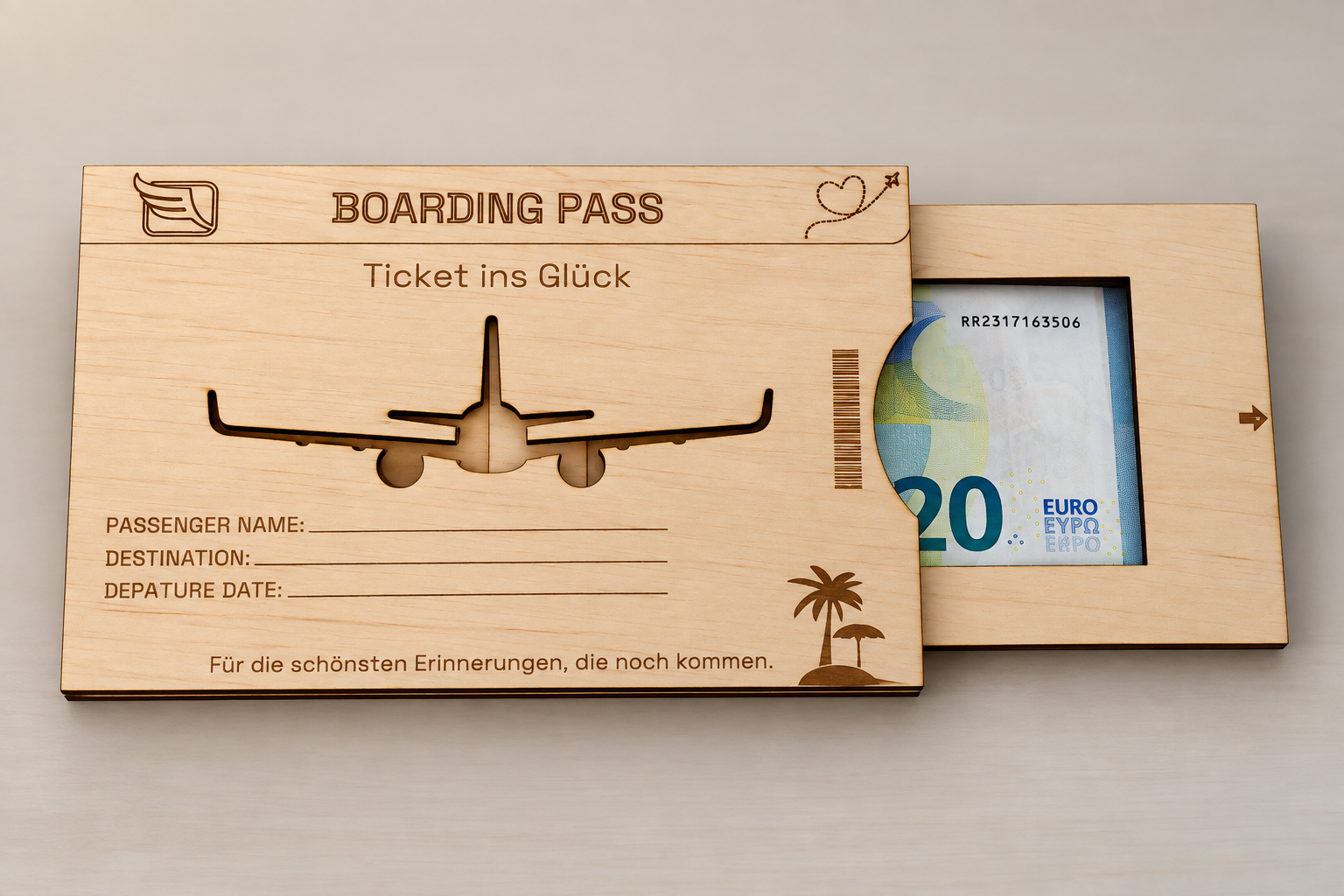 Geldgeschenk Boardingpass inkl. persönlicher Gravur
