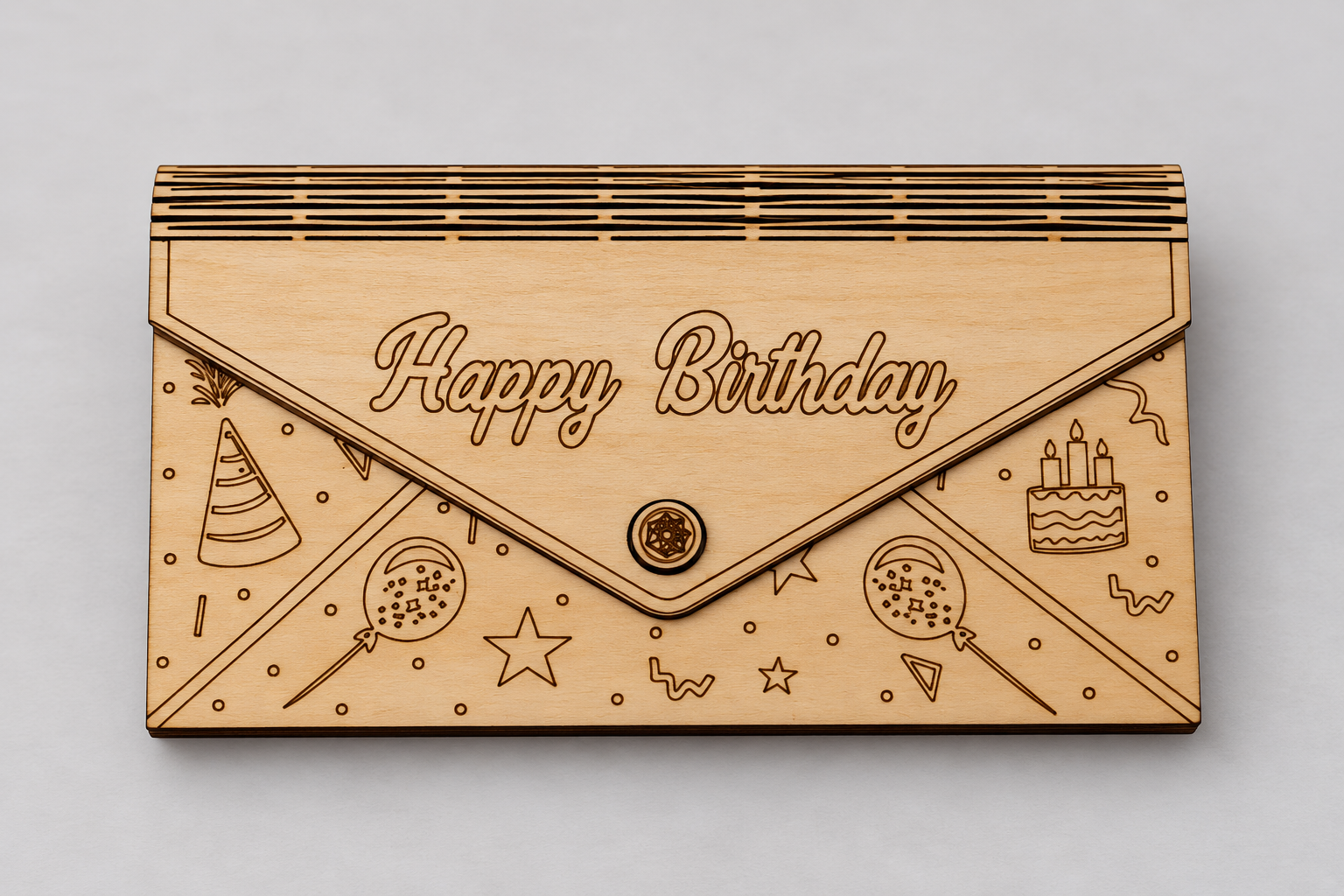 Holzbriefumschlag zum Geburtstag - verschließbar - optional mit Gravur