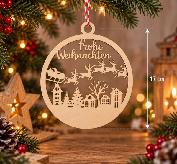 Baumanhänger "Frohe Weihnachten" mit zusätzlicher Gravur