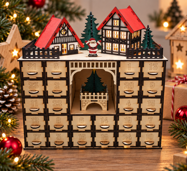 Großer Adventskalender (unlackiert) zum Selbstbefüllen
