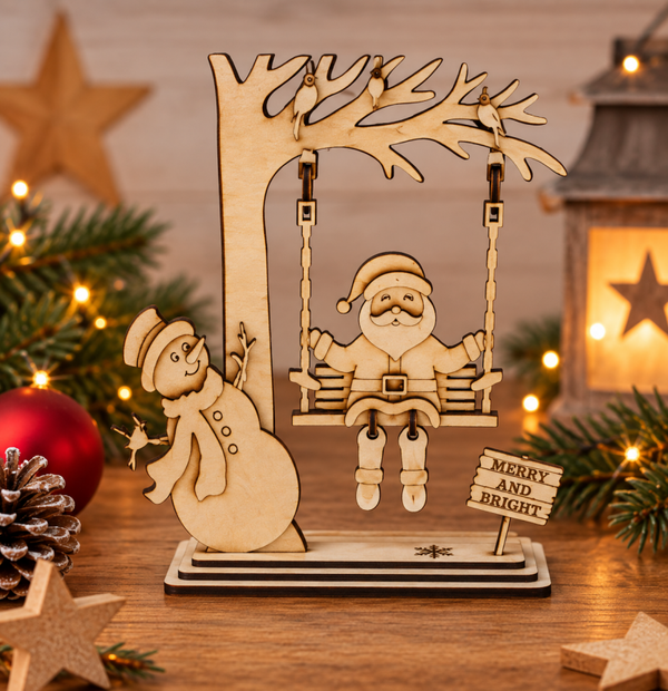 Weihnachtsmann auf Schaukel