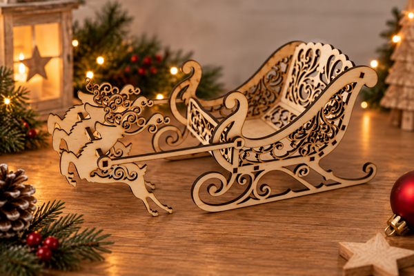 Weihnachtsschlitten mit Rentiere
