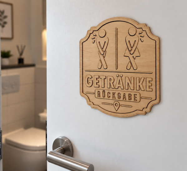 Schild für WC -Tür „Getränkerückgabe“