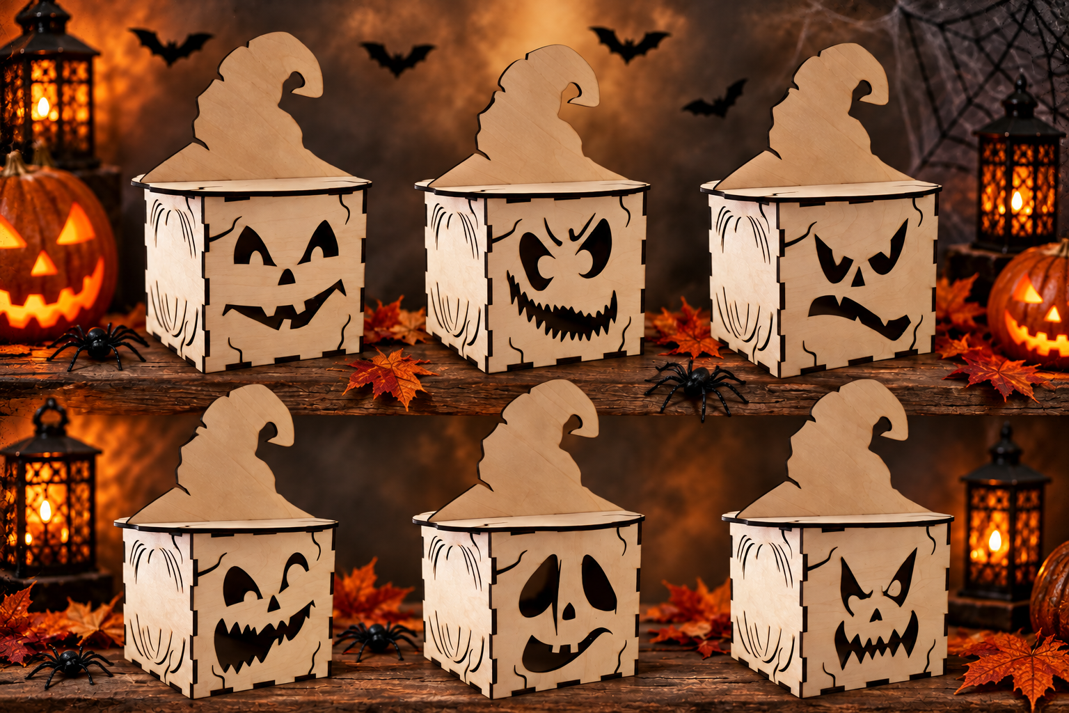 Halloween-Kürbis Teelichthalter – 6 verschiedene Varianten