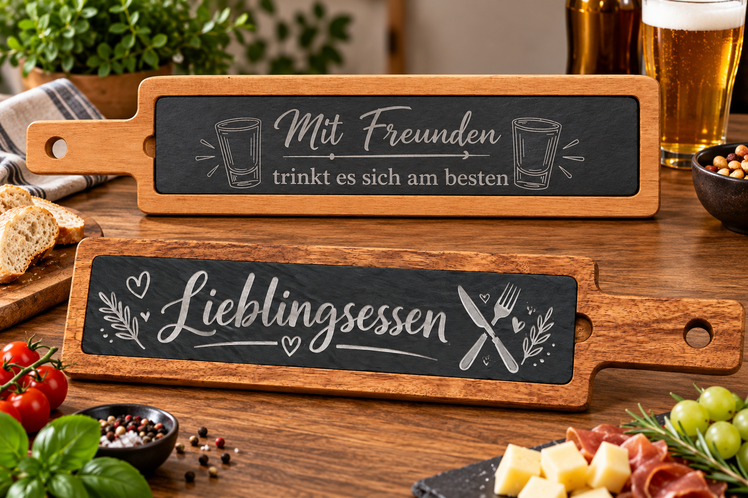 langes Servierbrett mit auswählbaren Motiven