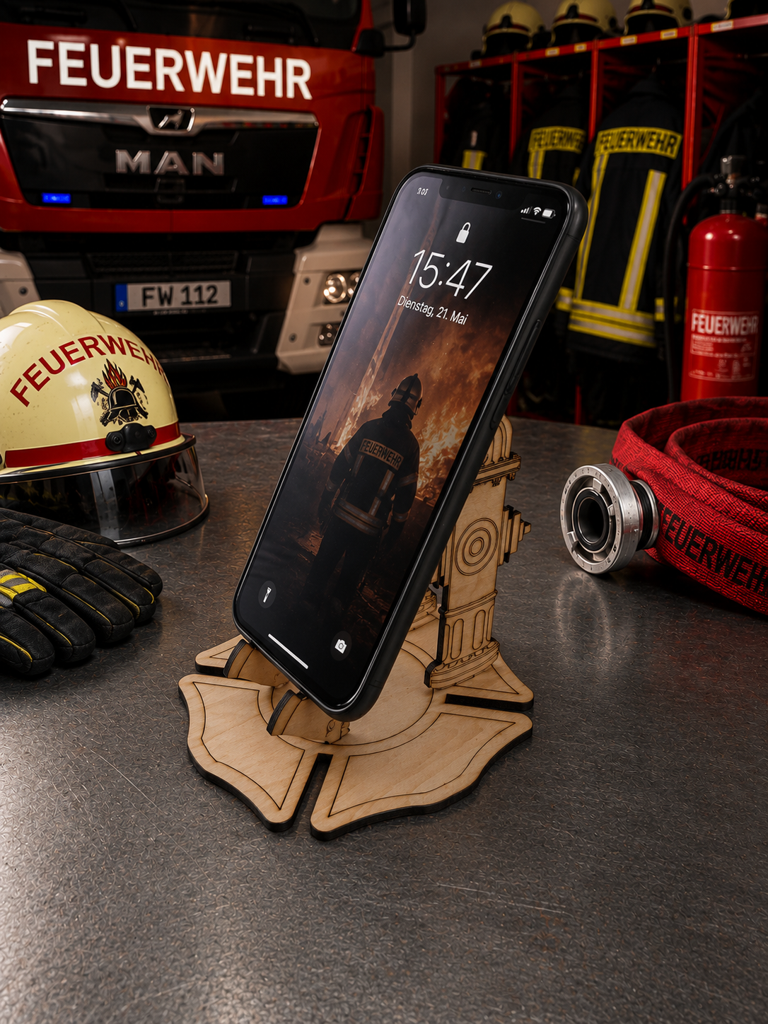 Handyhalter "Hydrant" - optional mit Gravur