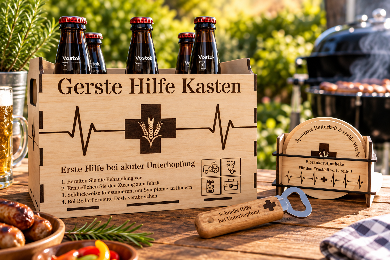 Bierträger-Set aus Holz