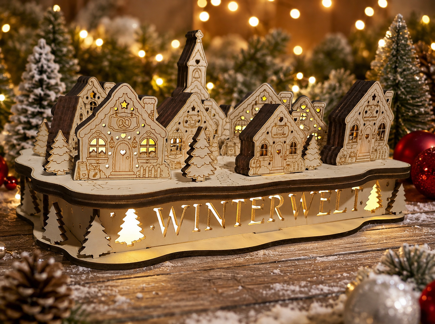 Deko "Winterwelt" - optional mit Lichterketter
