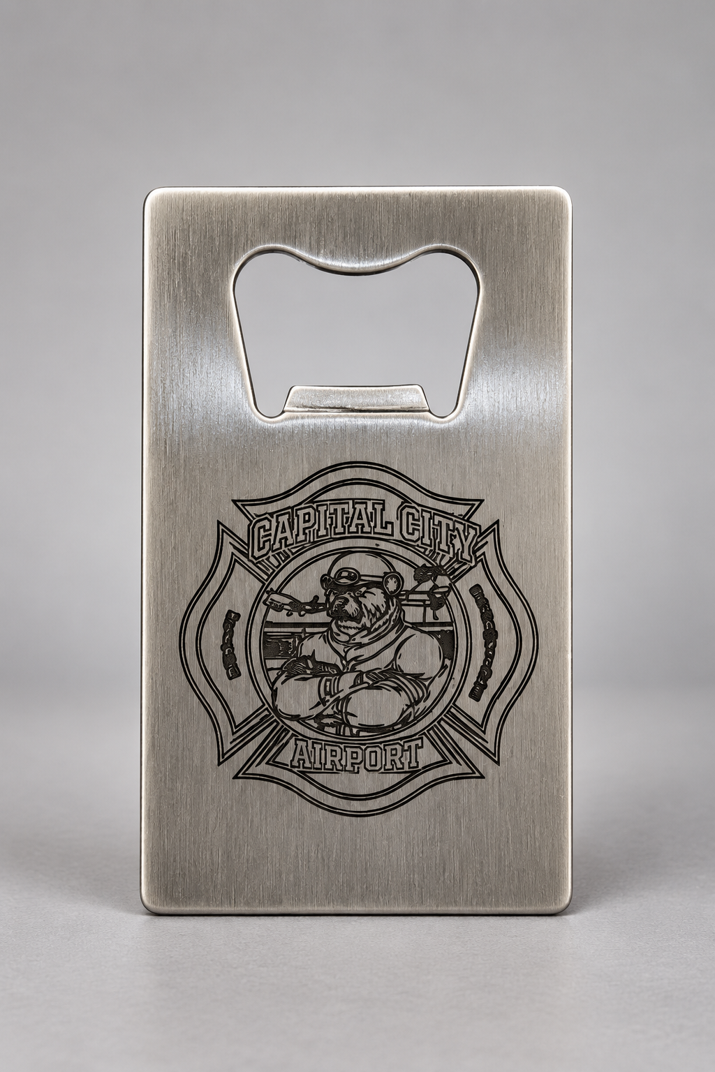 Edelstahl Flaschenöffner "Feuerwehr" mit eigenem Logo