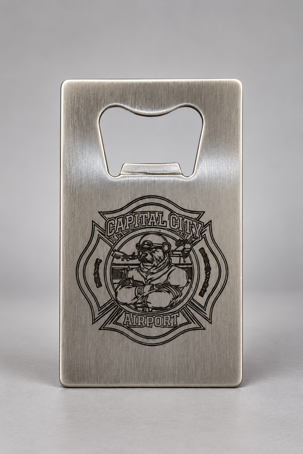 Edelstahl Flaschenöffner "Feuerwehr" mit eigenem Logo