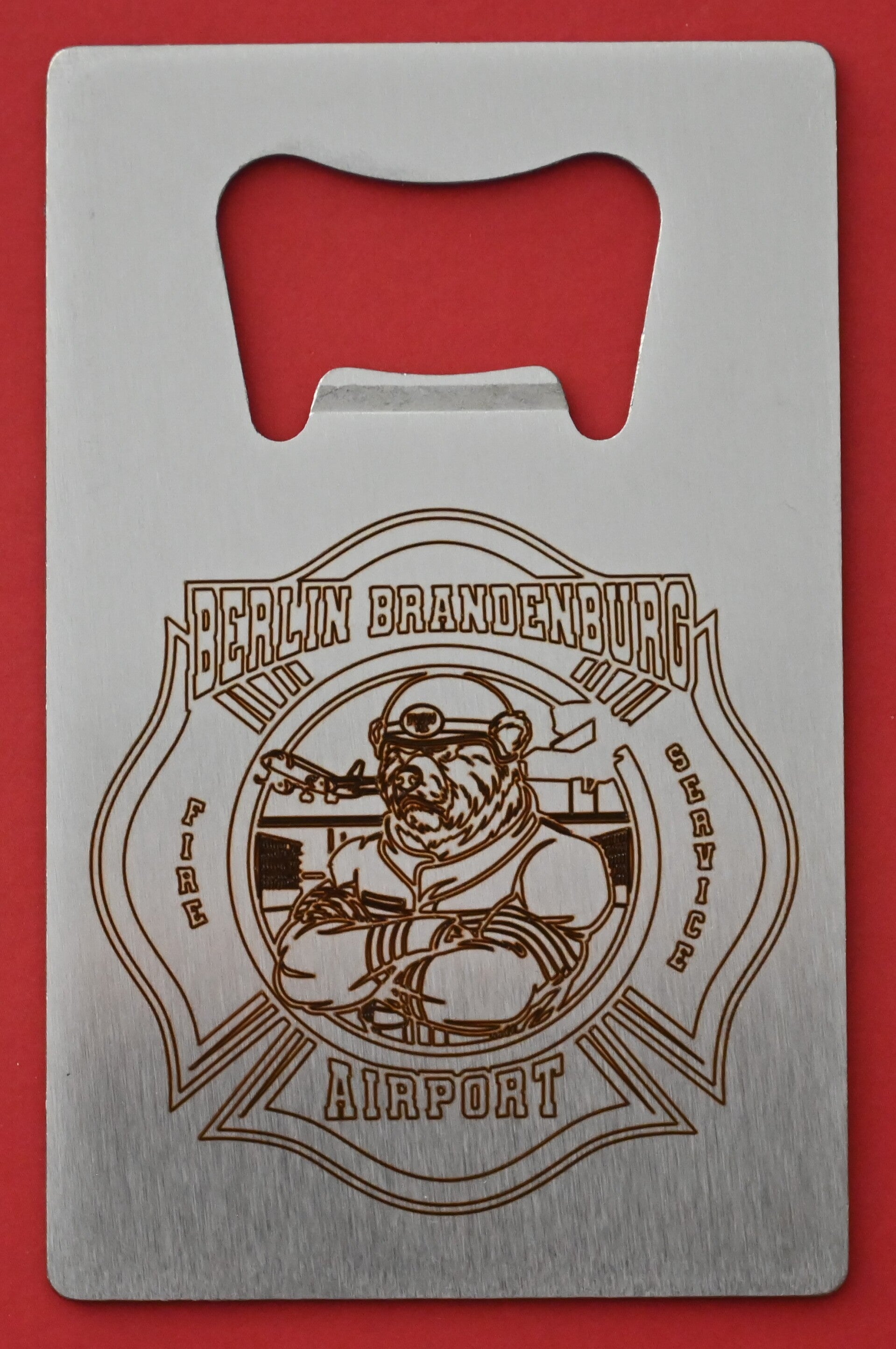 Edelstahl Flaschenöffner "Feuerwehr" mit eigenem Logo