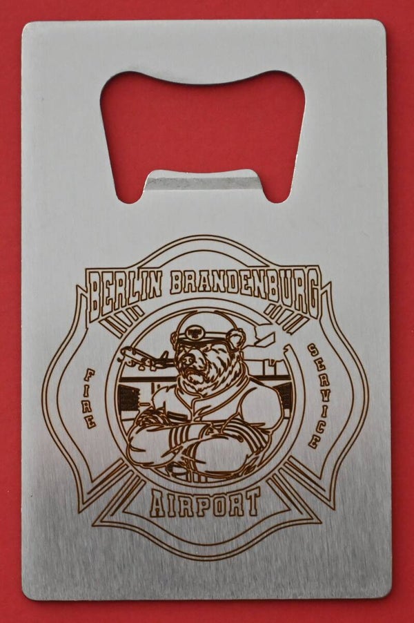 Edelstahl Flaschenöffner "Feuerwehr" mit eigenem Logo