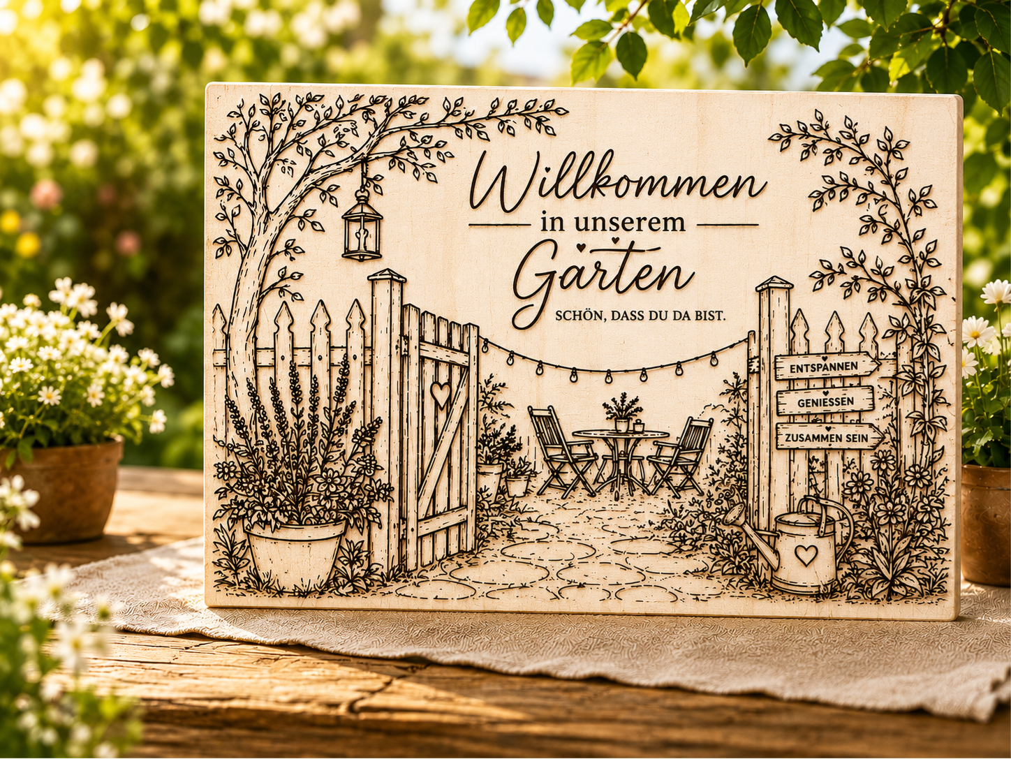 Gartenschild "Willkommen"