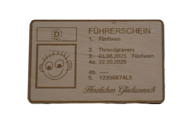 Geldgeschenk Führerschein inkl. persönlicher Gravur