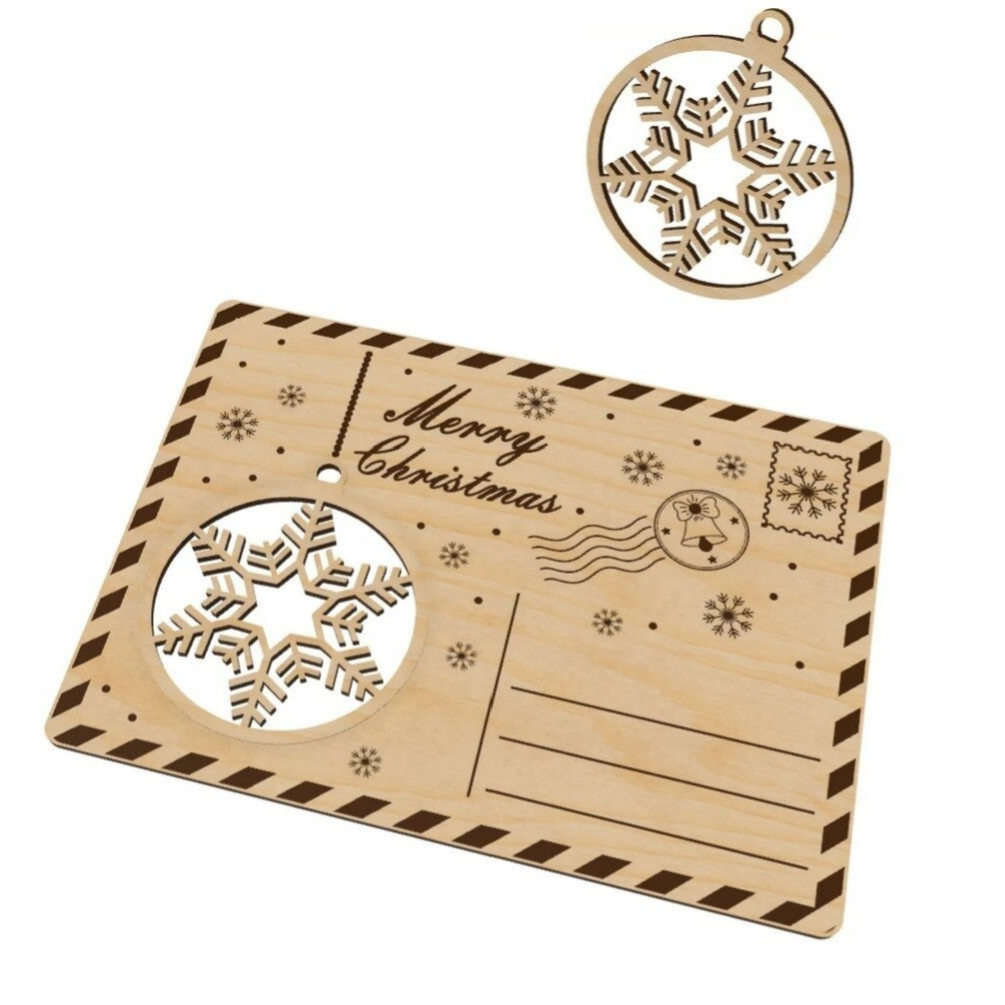 große Weihnachtskarte inkl. mit persönlicher Gravur und Schneeflockenmotiv (auch herausnehmbar)