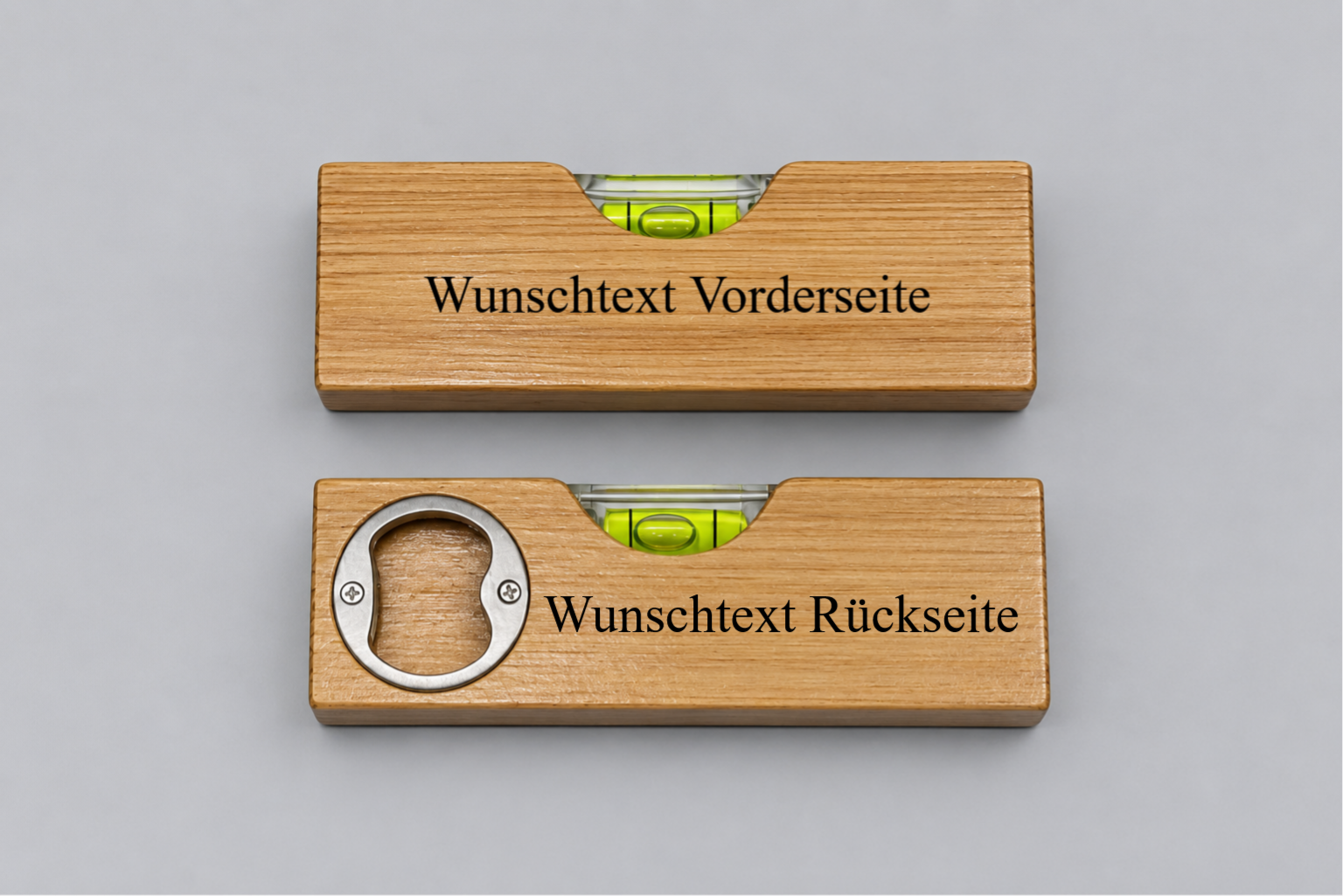 personalisierte Wasserwaage mit Wunschtext - optional mit beidseitiger Gravur
