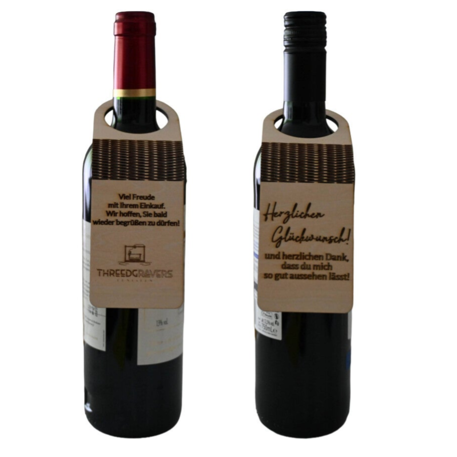 Flexibler Flaschenhalsanhänger aus Holz