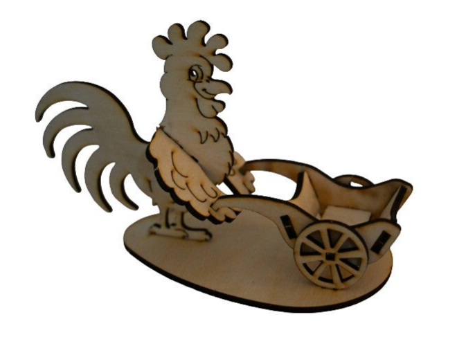 Eierhalter "Hahn mit Karre"