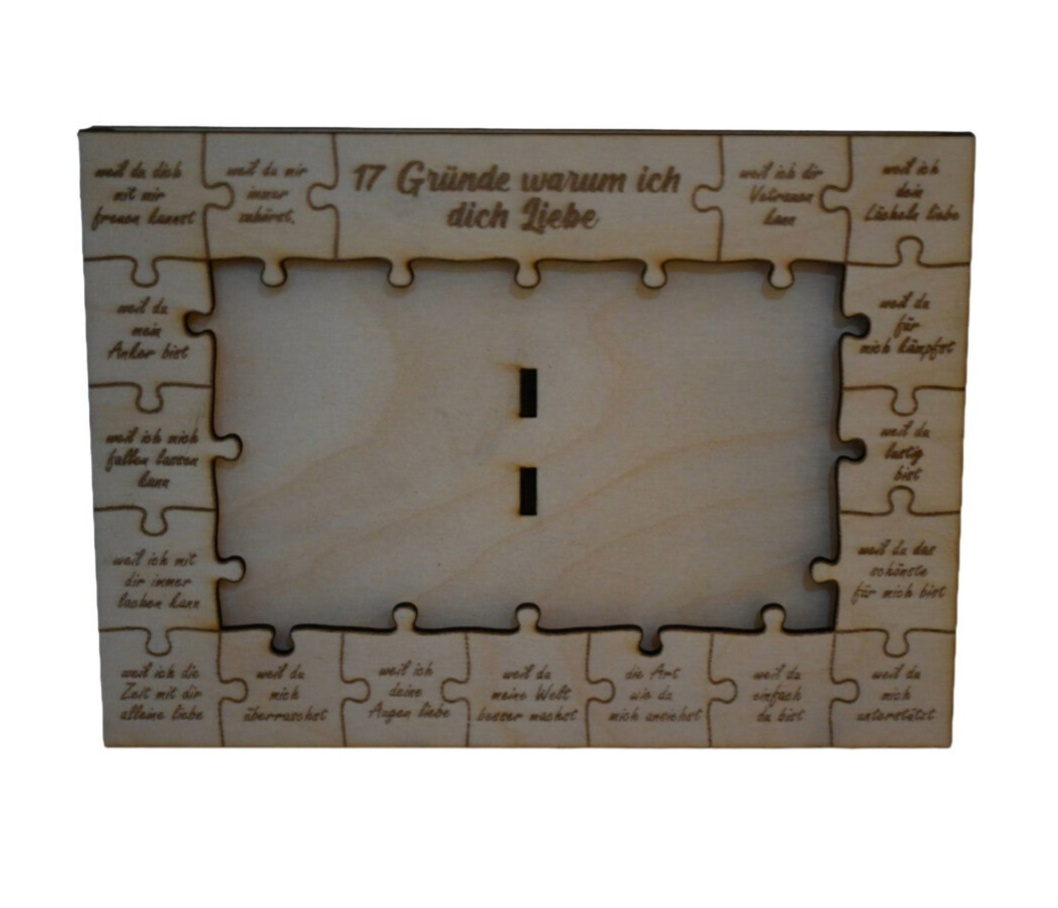 Holz-Bilderrahmen "17 Gründe, warum ich dich liebe"