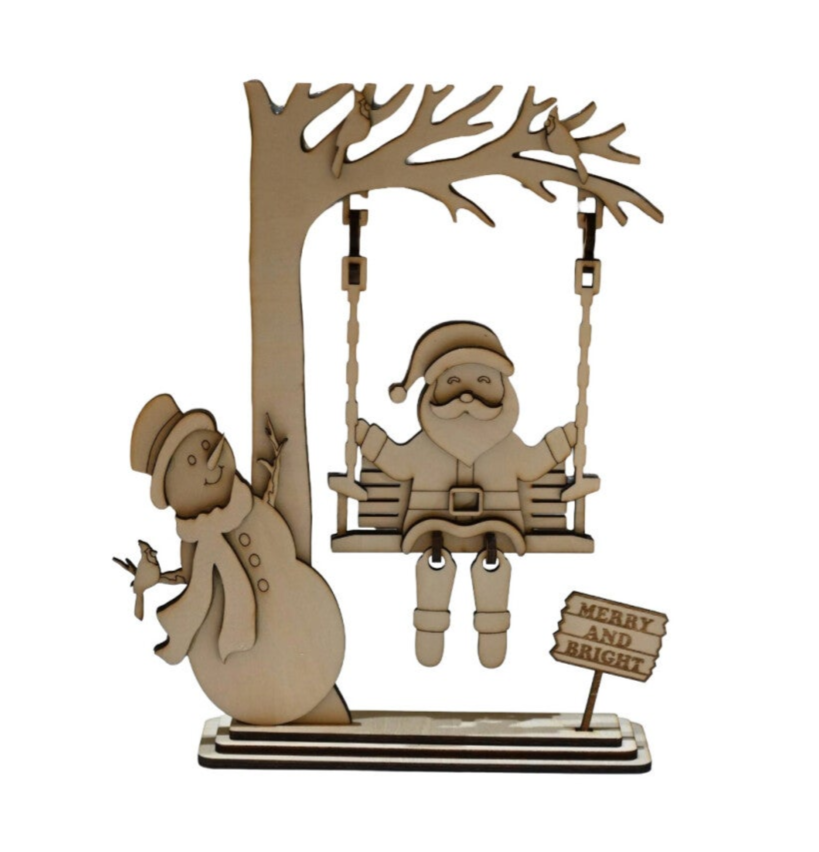 Weihnachtsmann auf Schaukel