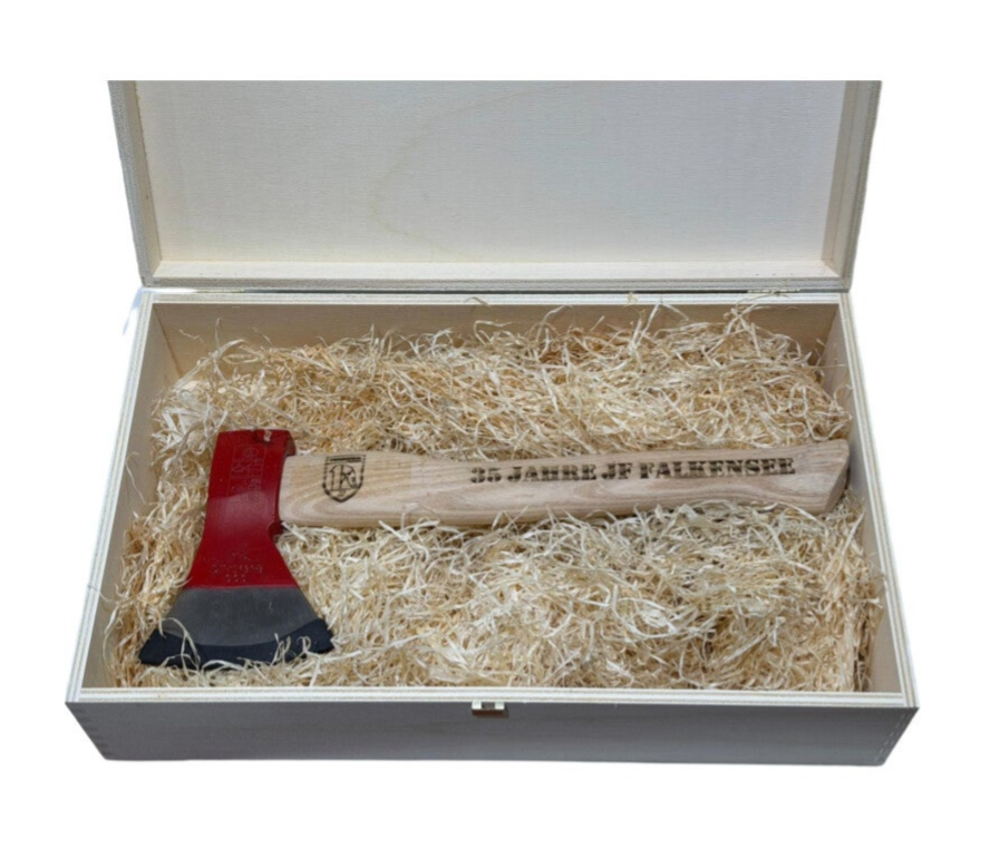 Graviertes Feuerwehrbeil inkl. Geschenkbox (optional mit Gravur)