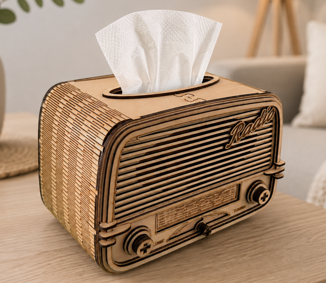 Papiertuchspender im Retro-Radio-Design