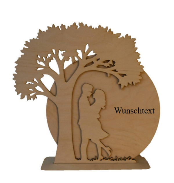 Holz-Silhouette „Paar unter dem Baum“ inkl. Gravur