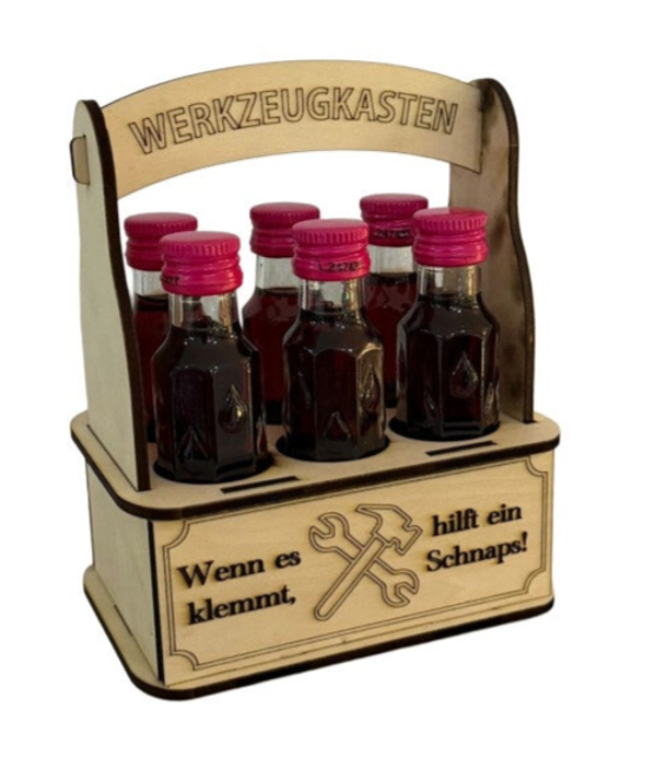 Likörflaschen-Träger Werkzeugkasten „Sixer“