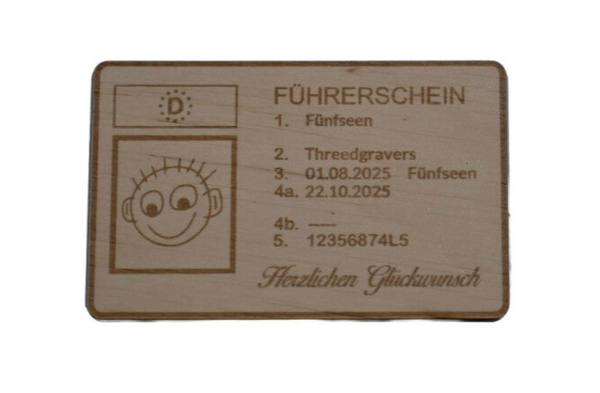 Geldgeschenk Führerschein inkl. persönlicher Gravur