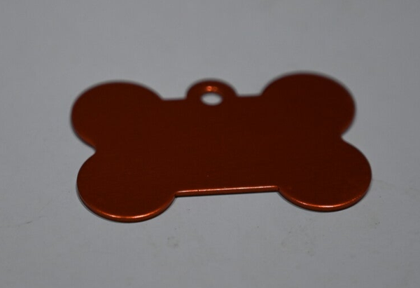 Aluminium kupferbraun Hundemarke Knochen beidseitig mit persönlicher Gravur (Restposten)