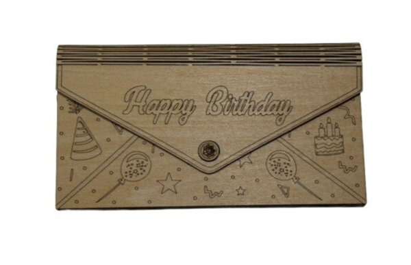 Holzbriefumschlag zum Geburtstag - verschließbar - optional mit Gravur