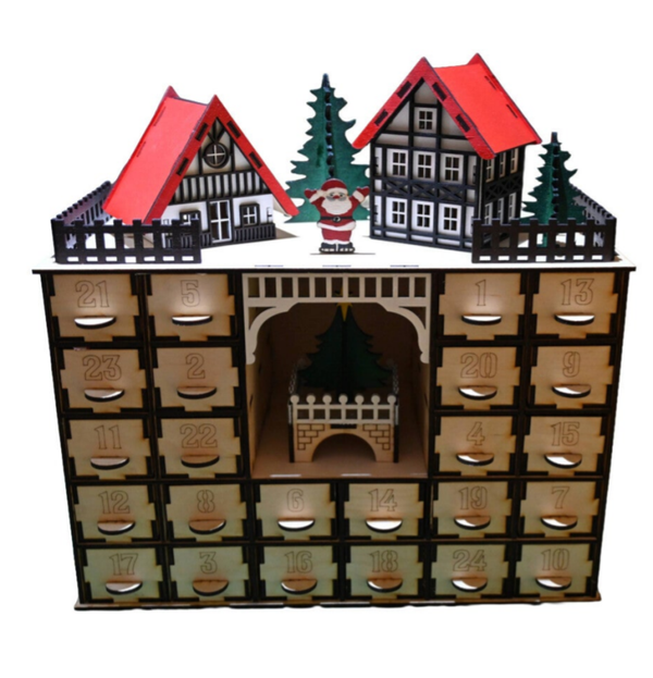 Großer Adventskalender (unlackiert) zum Selbstbefüllen