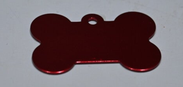 Aluminium dunkelrot Hundemarke Knochen beidseitig mit persönlicher Gravur (Restposten)
