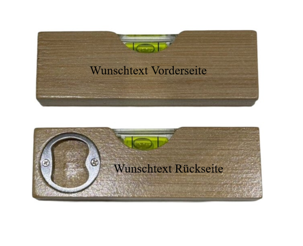 personalisierte Wasserwaage mit Wunschtext - optional mit beidseitiger Gravur