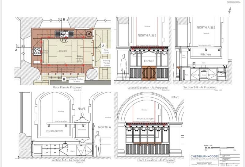 Architect drawing of kitchen plans