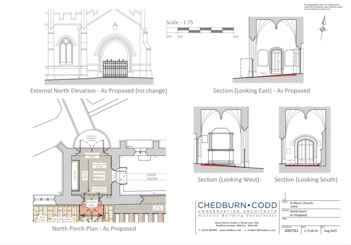 Architectural drawings of revised accessible entry to church