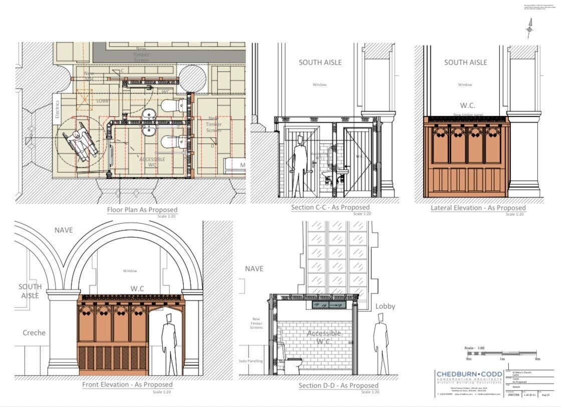 Architectural drawing of accessible toilets