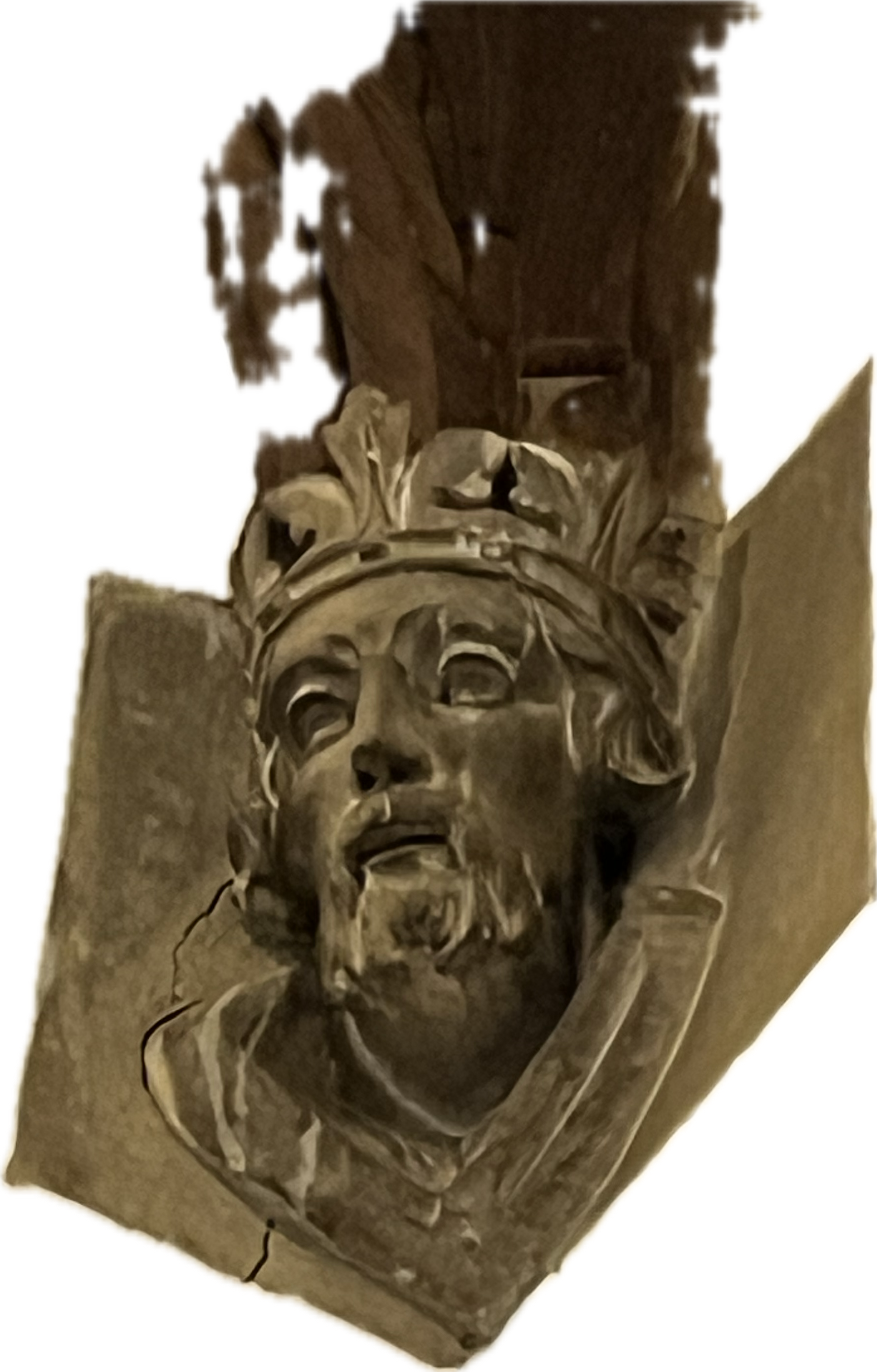 Image of a stone head carving inside St Marys Church