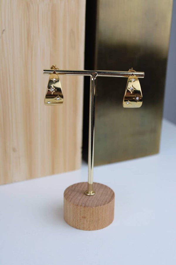 Oorbellen - Star Carved C Shape