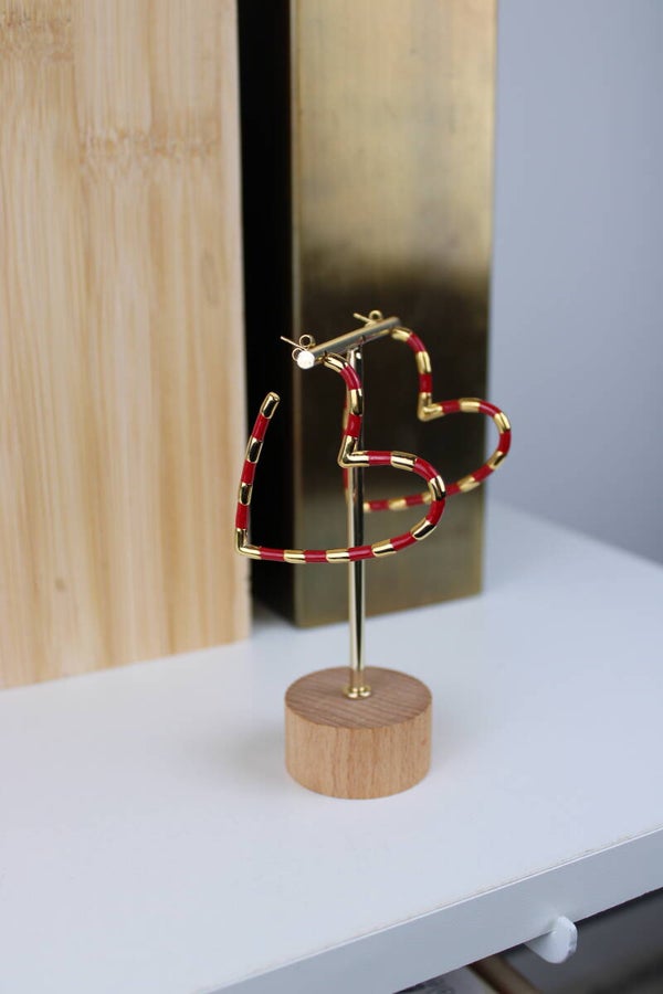 Oorbellen - Kleurvolle hart rood