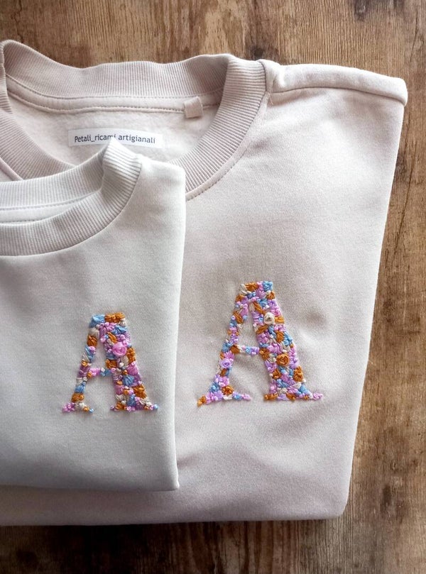 Set felpa iniziale fiorita mamma/figlia