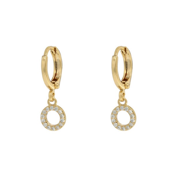 Oorbellen Sparkling Circle Goud kleurig met witte steentjes