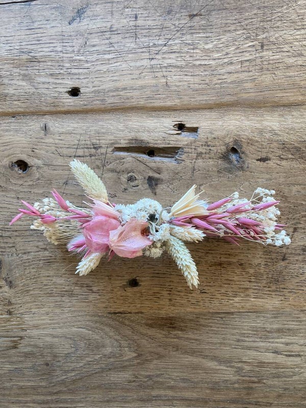 Beige, roze barrette haarspeld