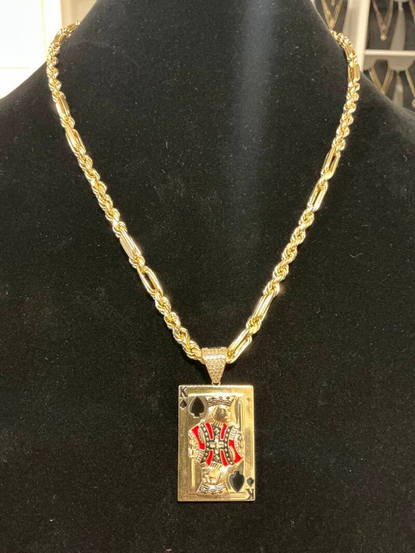 CADENA MILANO CON DIJE DE CARTA K REY