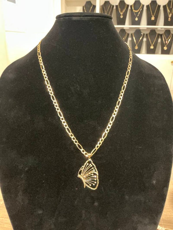 CADENA 3 EN 1 TRADICIONAL 14K CON DIJE MARIPOSA 14K