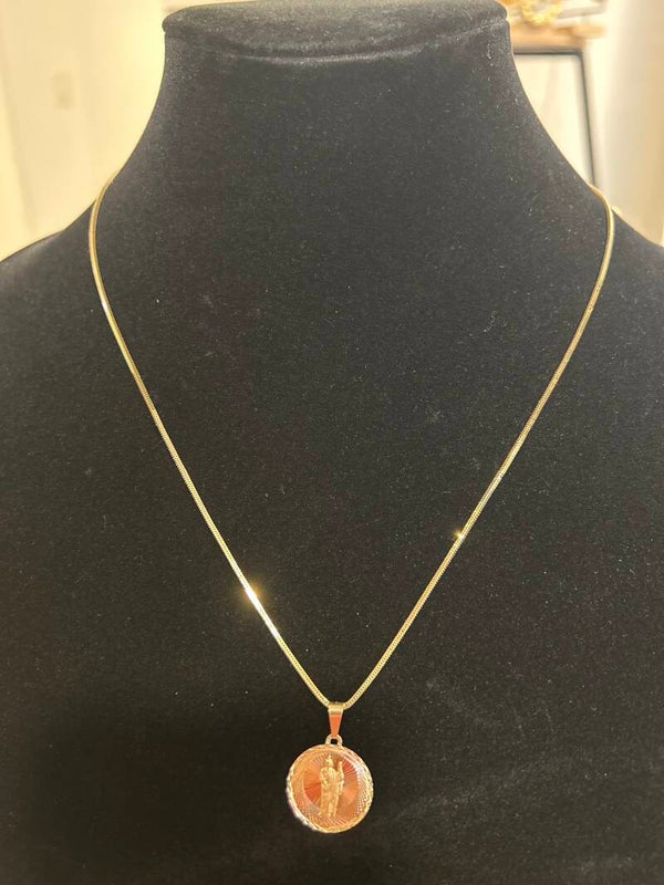 CADENA 14K ESLABÓN FRANCO CON MEDALLA 14K.