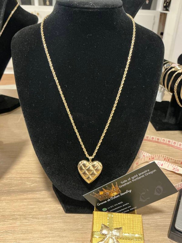 CADENA ROPE CON CORAZÓN TALLADO