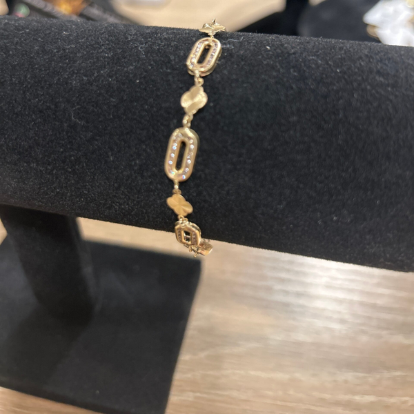 PULSERA 10K ESLABÓN ROLO DIAMANTADO Y VAN CLEEF